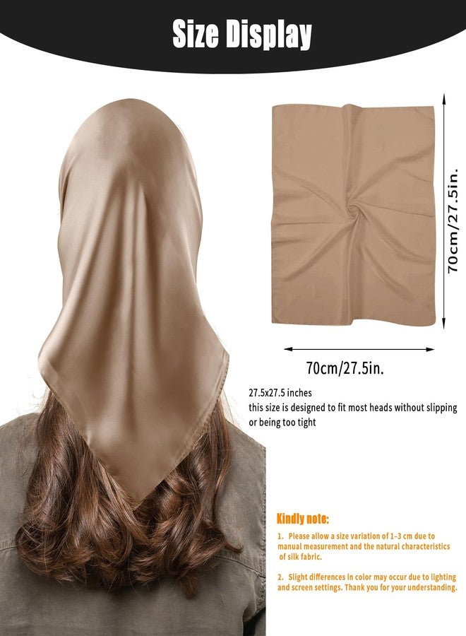 Dolcety Satin Scarf Silk Like Solid Color Head Scarf Square Satin Hair Scarf Bandanas for Wome 27.5"(Multi-color 7 Pack) - Image 4